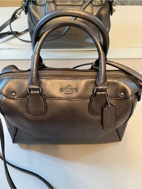 Coach Metallic silver Leather Satchel Bag